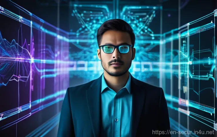 정보보안학 네트워크 분석 도구 - **Prompt:** A discerning, tech-savvy individual, dressed in smart casual attire, stands in a modern,...