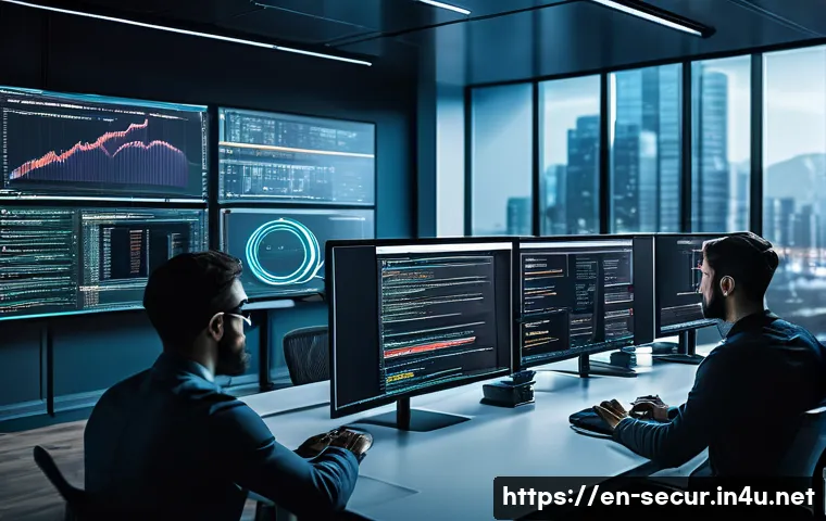 정보보안학 안전한 코드 작성 - A high-tech software development office scene showing diverse professional developers collaborating ...