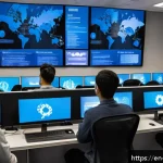 정보보안학 교육과정 - A modern cybersecurity training classroom featuring diverse adult students attentively engaging with...